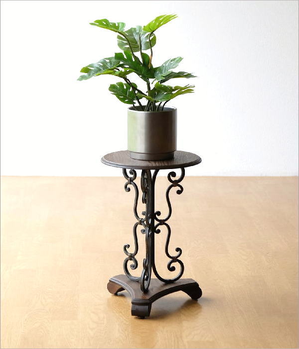 フラワースタンド アイアン おしゃれ 木製 小さめ アンティーク風 玄関