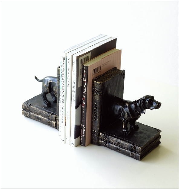 ブックエンド おしゃれ アンティーク レトロ 犬 イヌ 動物 本立て 本立