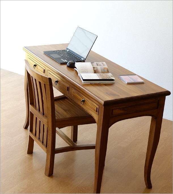 デスク 机 木製 パソコンデスク アンティーク 猫脚 おしゃれ 無垢 天然