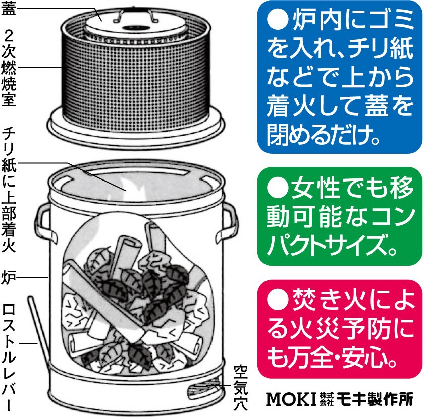 焚き火どんどん M60Fz 煙の出ない焼却炉 家庭用 焼却器 無煙