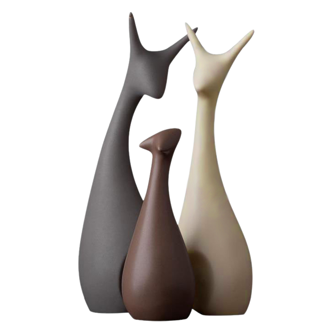 3点セット 家族の絆 アニマル アート オブジェ 韓国 北欧 陶器 親子