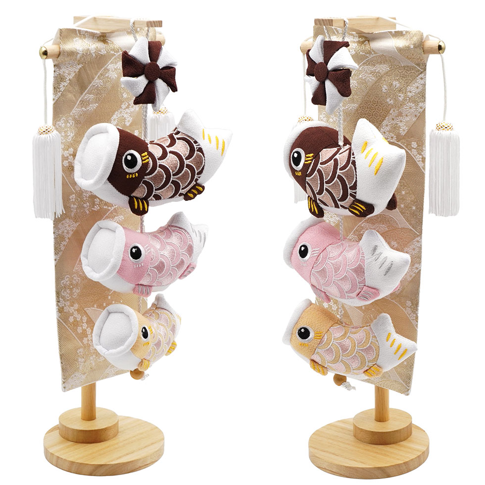 久月 室内用 鯉のぼり スイーツ 3匹 ちりめん つるし飾り 木製
