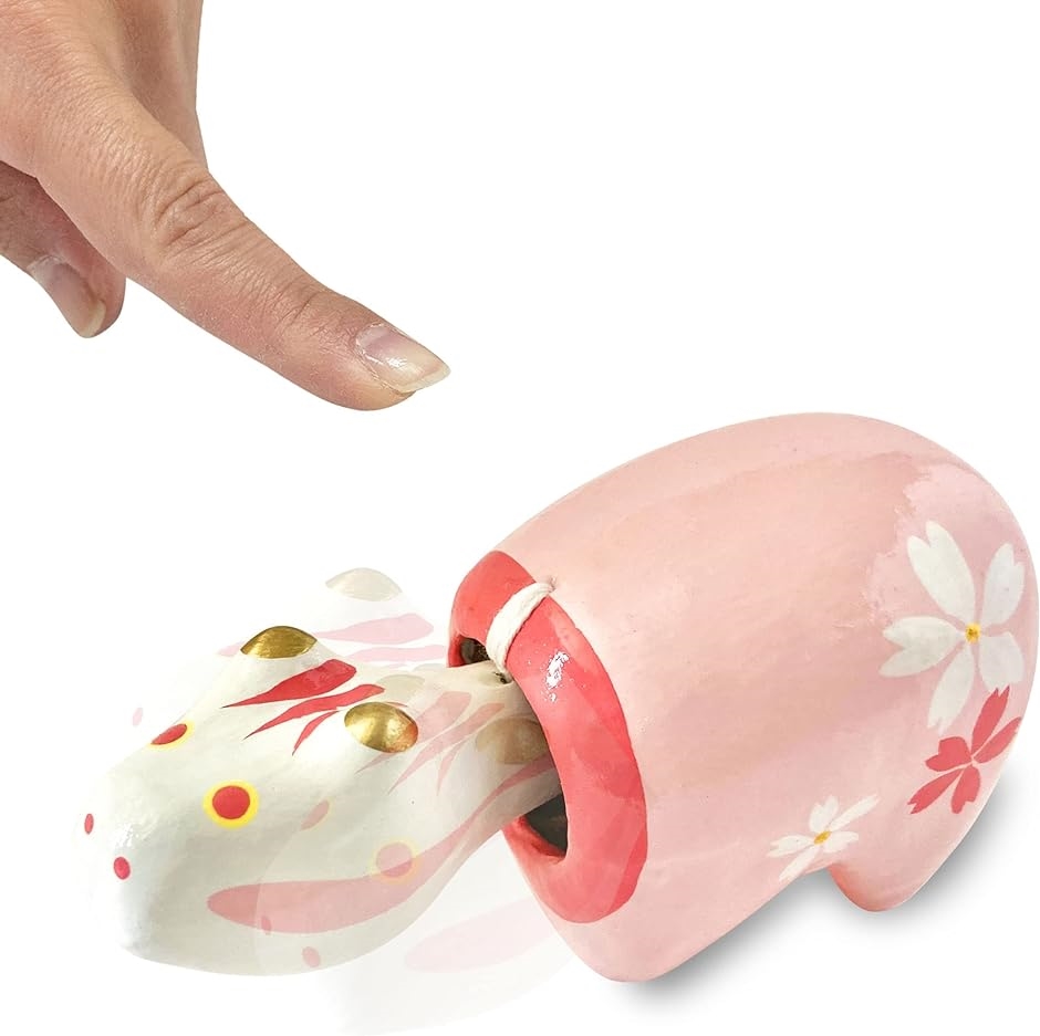 日本製 希少生産 赤べこ 民芸品 手作り 桜べこ ピンク / Mサイズ:14cm