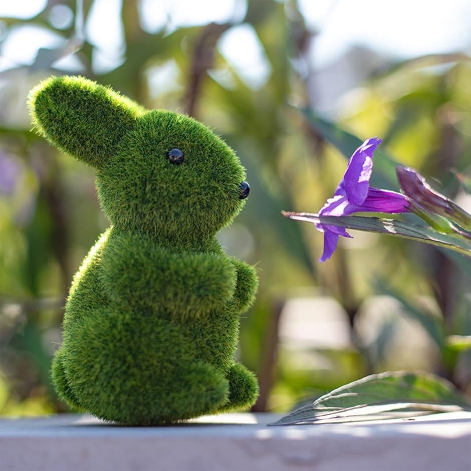 人工芝 うさぎ 置物 2匹セット インテリア ガーデン オーナメント