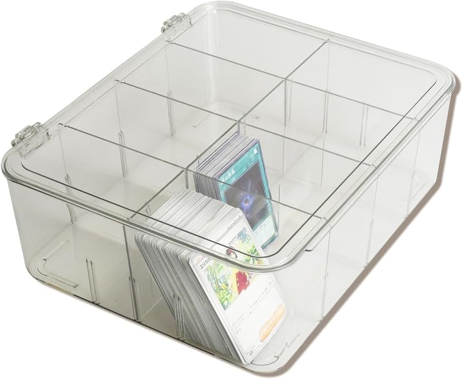 大容量トレーディングカード収納ケース 蓋付き 防汚対策 クリア 縦置き