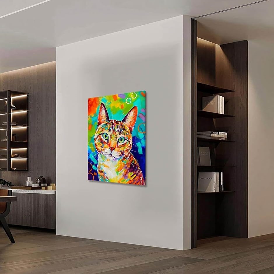 アートパネル 猫 動物 W50cm H70cm アートフレーム 絵画 キャンバス 額