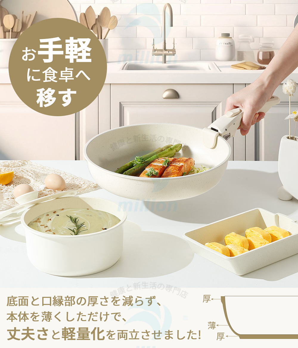 フライパン セット おしゃれ かわいい 鍋 セラミック コーティング