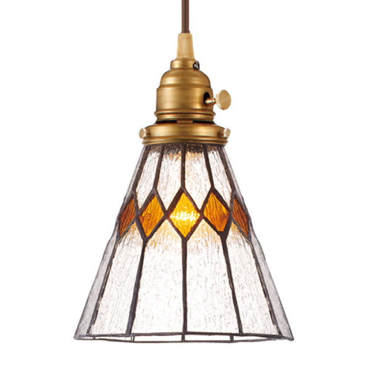 ペンダントライト ステンドガラス 1灯 オレンジ ホワイト レトロ 和
