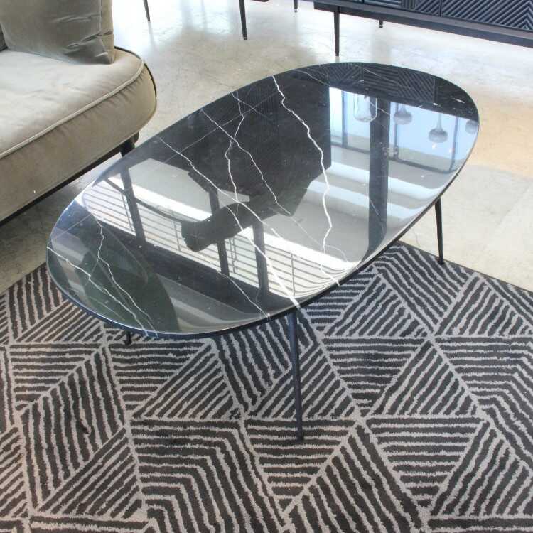 ローテーブル 黒大理石 楕円形 高級 おしゃれ ブラック スタイリッシュ