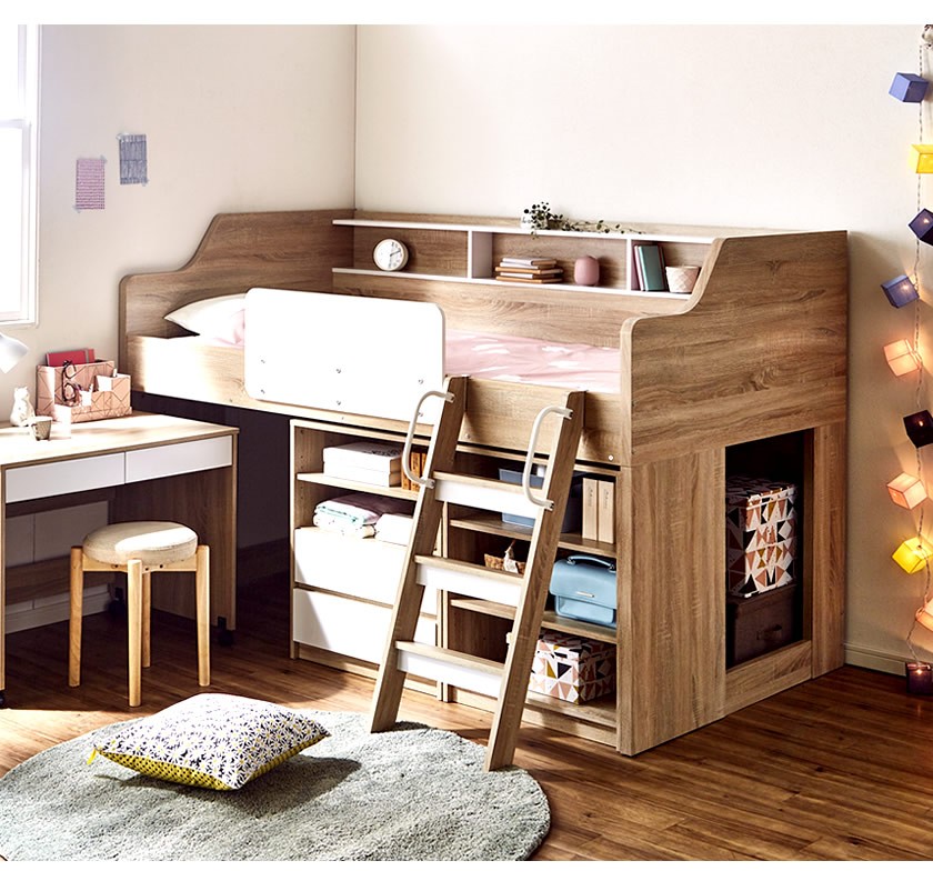 ネルコンシェルジュ システムベッド ロフトベッド デスク、シェルフ