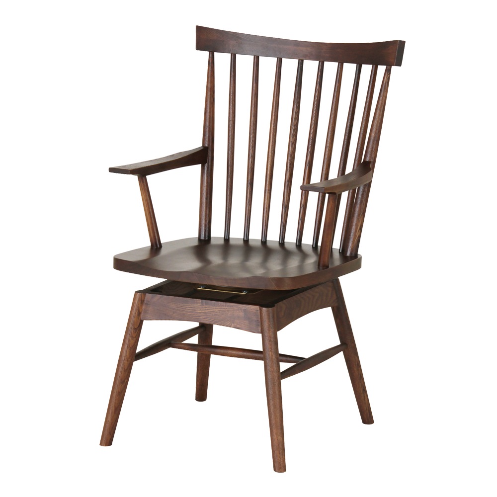 貞苅椅子製作所 ダイニングチェア 座面回転 回転椅子 肘付 ウィンザー