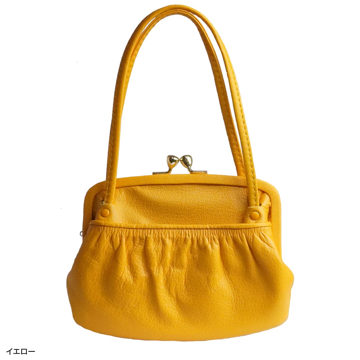 本革 がま口 財布 ポーチ ハンドル付 レディース 持ち手 がま口ポーチ