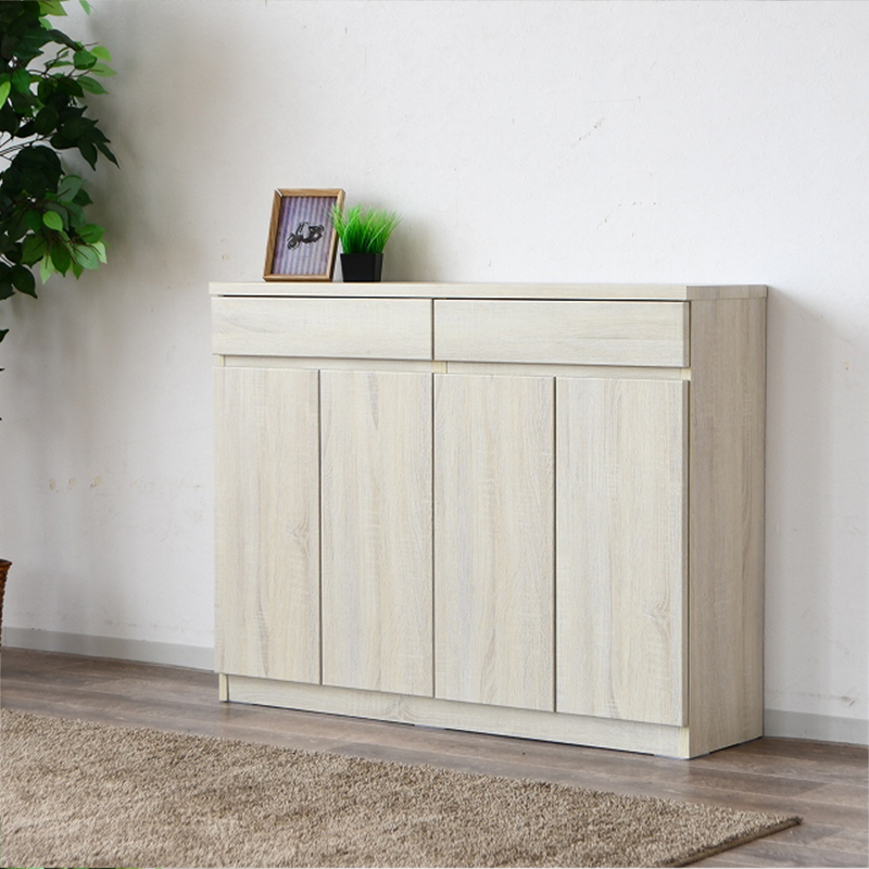 サイドボード 幅110 薄型 キャビネット 奥行浅め 木製 カウンター下