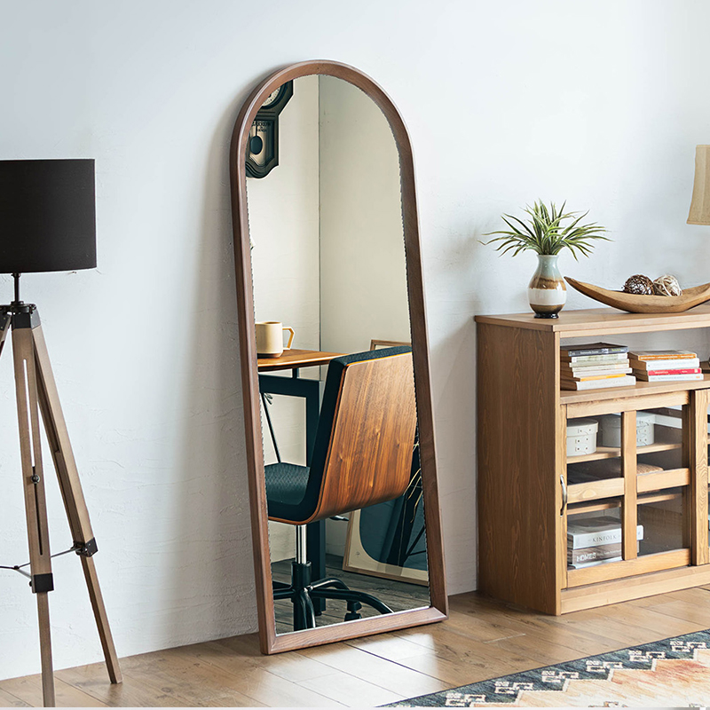 姿見 ミラー おしゃれ 木製 全身鏡 鏡 四角 アーチ スタンドミラー