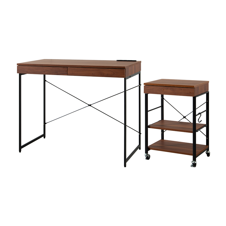 デスクセット 机 ラック ワゴン テーブル 収納 作業台 スリム