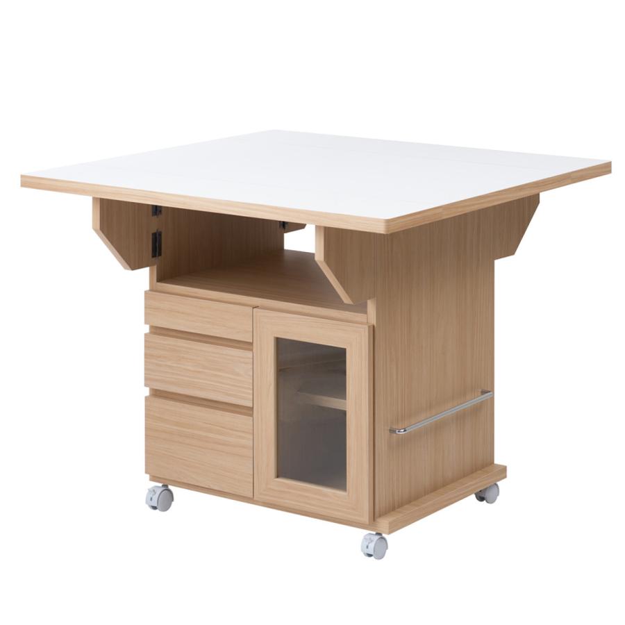 キッチン収納 テーブル バタフライカウンター 幅90 高さ70 白