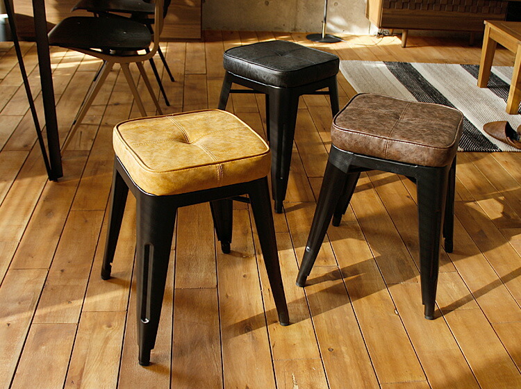 スタッキングスツール Cooly（クーリー） スツール アイアン レザー