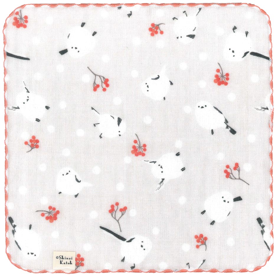 タオルハンカチ シマエナガ インコ 小鳥 鳥雑貨 グッズ 花 プレゼント