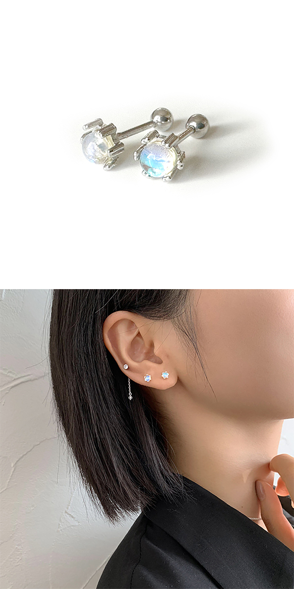 オーロラ クリスタル ピアス 2個セット ハート スフィア スタッド型