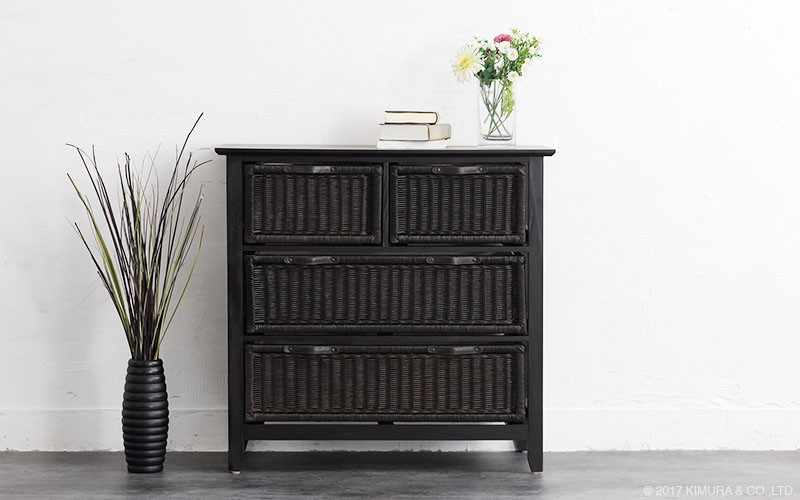 アジアン家具 チェスト 収納 3段 おしゃれ 木製 ラタン G5471AT 爆買