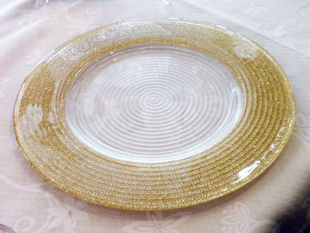IVV イタリア製 ガラスプレート 皿 HELIX(ヘリックス) 31cm ゴールド