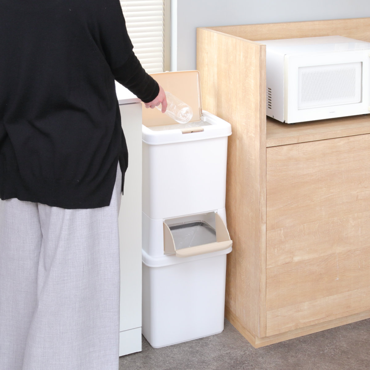 サンコープラスチック ゴミ箱 39L 分別 二段 ダストボックスファイン