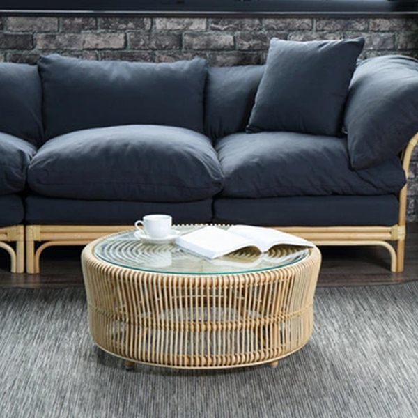 籐 ローテーブル ラタン 円形 軽量 天然素材 （ ラタンテーブル ロー