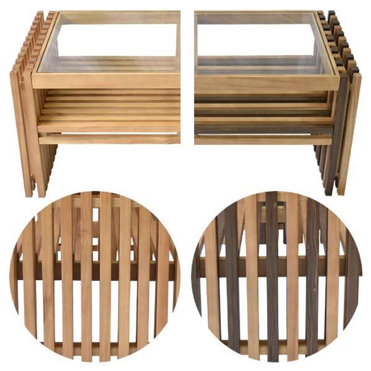 B.Bファニシング センターテーブル ガラス天板 天然木 FOREST 幅84cm