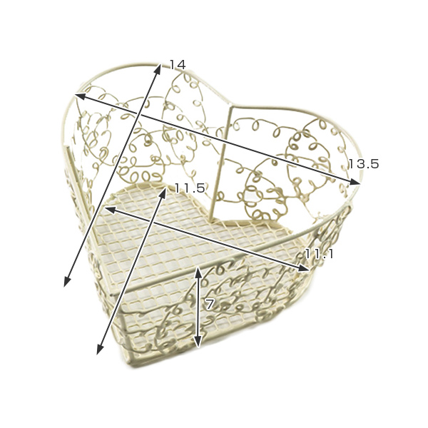 ちどり産業 バスケット ハート型 小物入れ 約 幅14×奥行14×高さ7cm