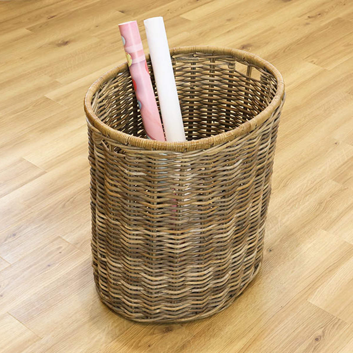 バスケット ラタン 幅66×奥行53×高さ69 持ち手付き かご 大きい