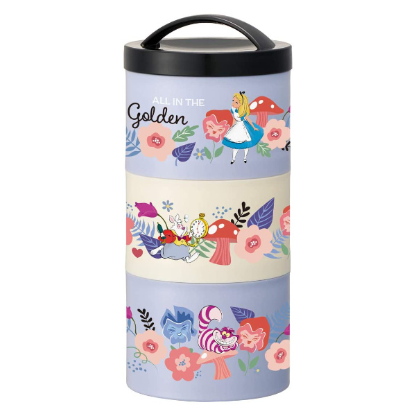 スケーター お弁当箱 3段 ボトル型 480ml 不思議の国のアリス ガーデン