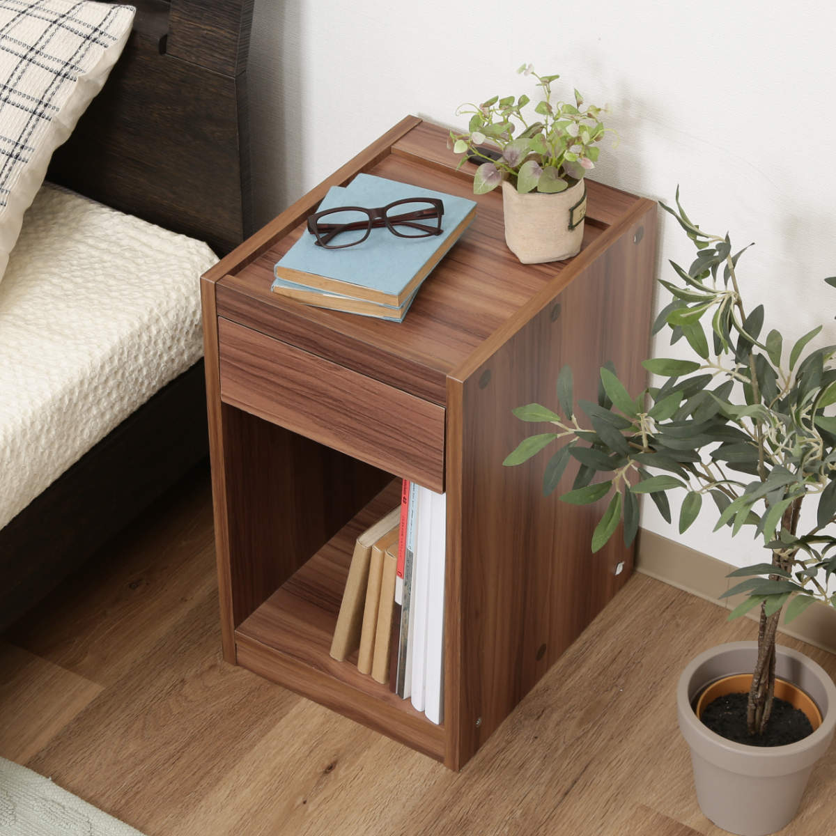 不二貿易（Fuji Boeki） サイドテーブル 高さ50cm ベッドサイド 木目調