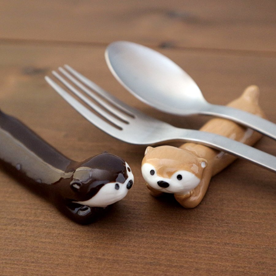 カトラリーレスト 9cm カワウソ 陶器 （ 箸置 箸おき はし置き はし