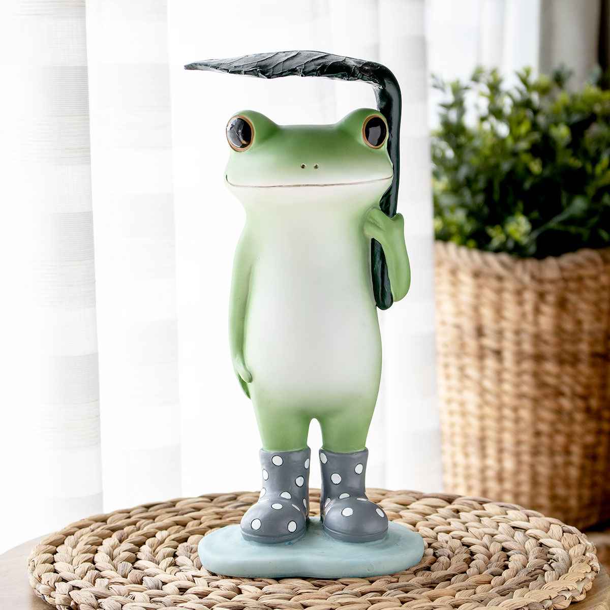 ガーデン オーナメント 葉っぱ傘カエル Copeau （ コポー カエル