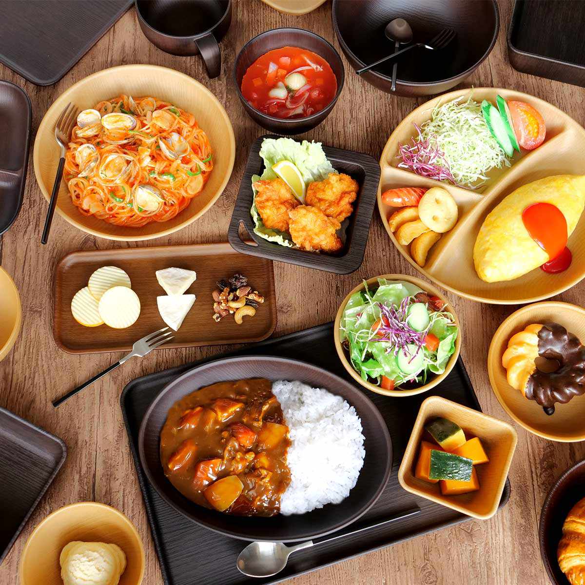 ランチプレート 27cm Nhhome 木目調 プラスチック （ 食洗機対応 電子