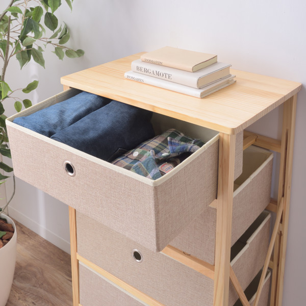 東谷 チェスト 5段 かんたん組立てチェスト 木製フレーム 幅48cm