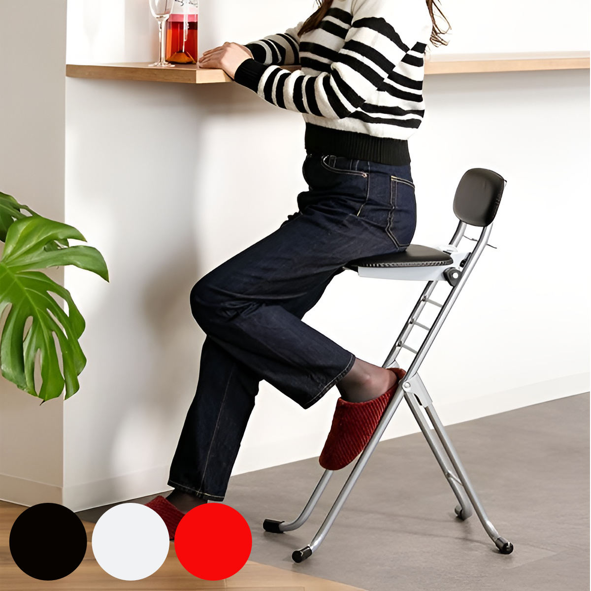 ルネセイコウ 折りたたみ椅子 高さ調節 6段階調節 リリィチェア