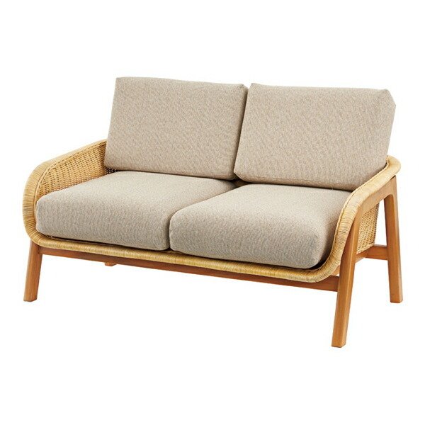 東谷 ソファ 幅115cm 2人掛け 籐 ラタン 木製 椅子 クッション