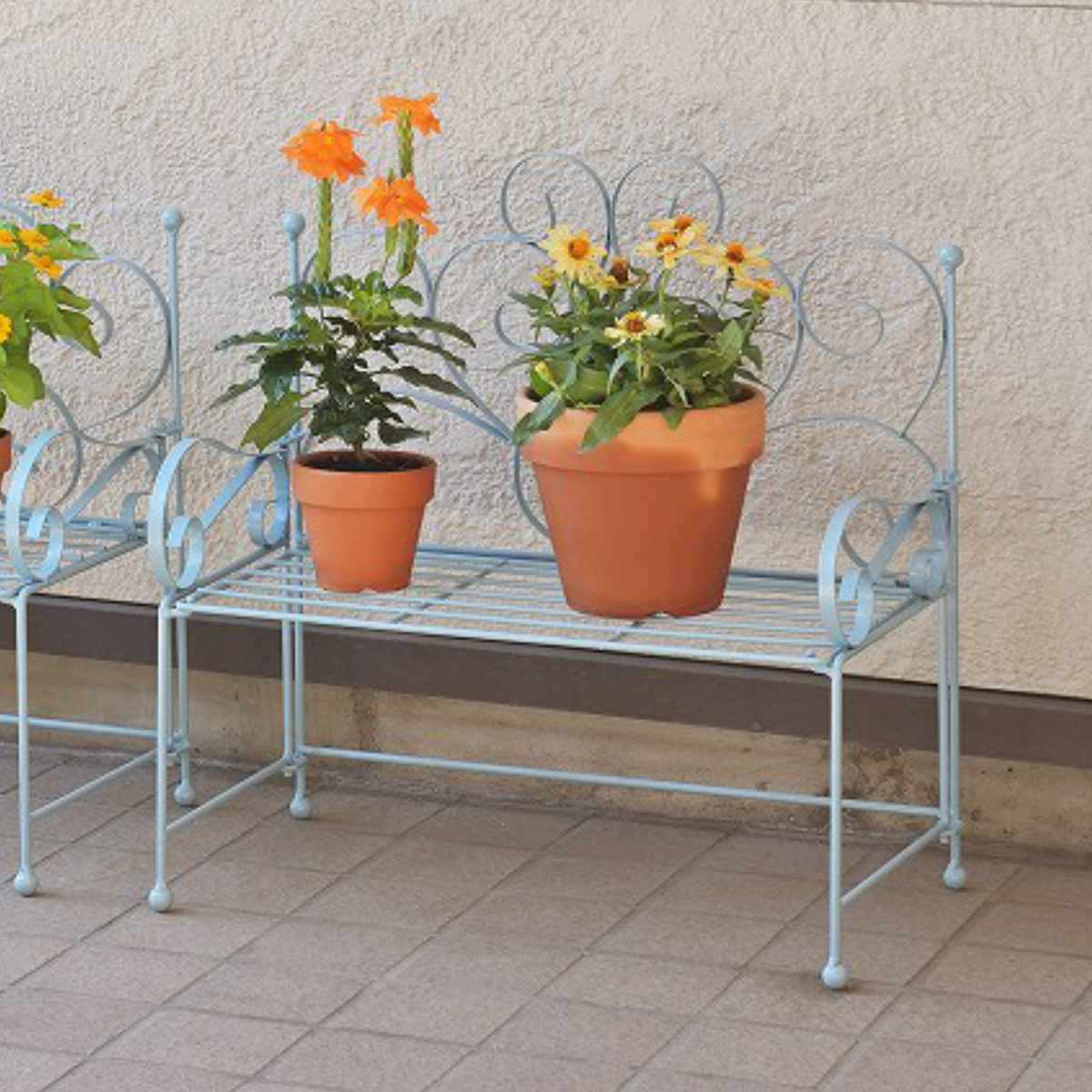 フラワースタンド 心春 ベンチ プランタースタンド 幅47cm ブルー