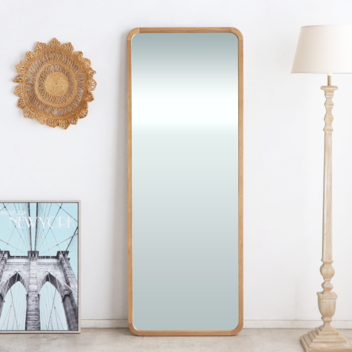 Unico 姿見 オーク製スタンドミラー 幅600mm 高さ1600mm Unico 姿見