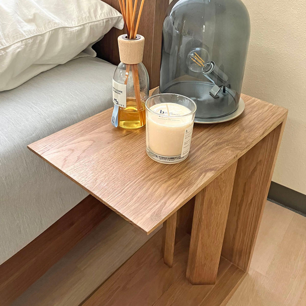 吉桂 サイドテーブル ホワイトオーク 2Way 縦置き 横置き （ 2way コの
