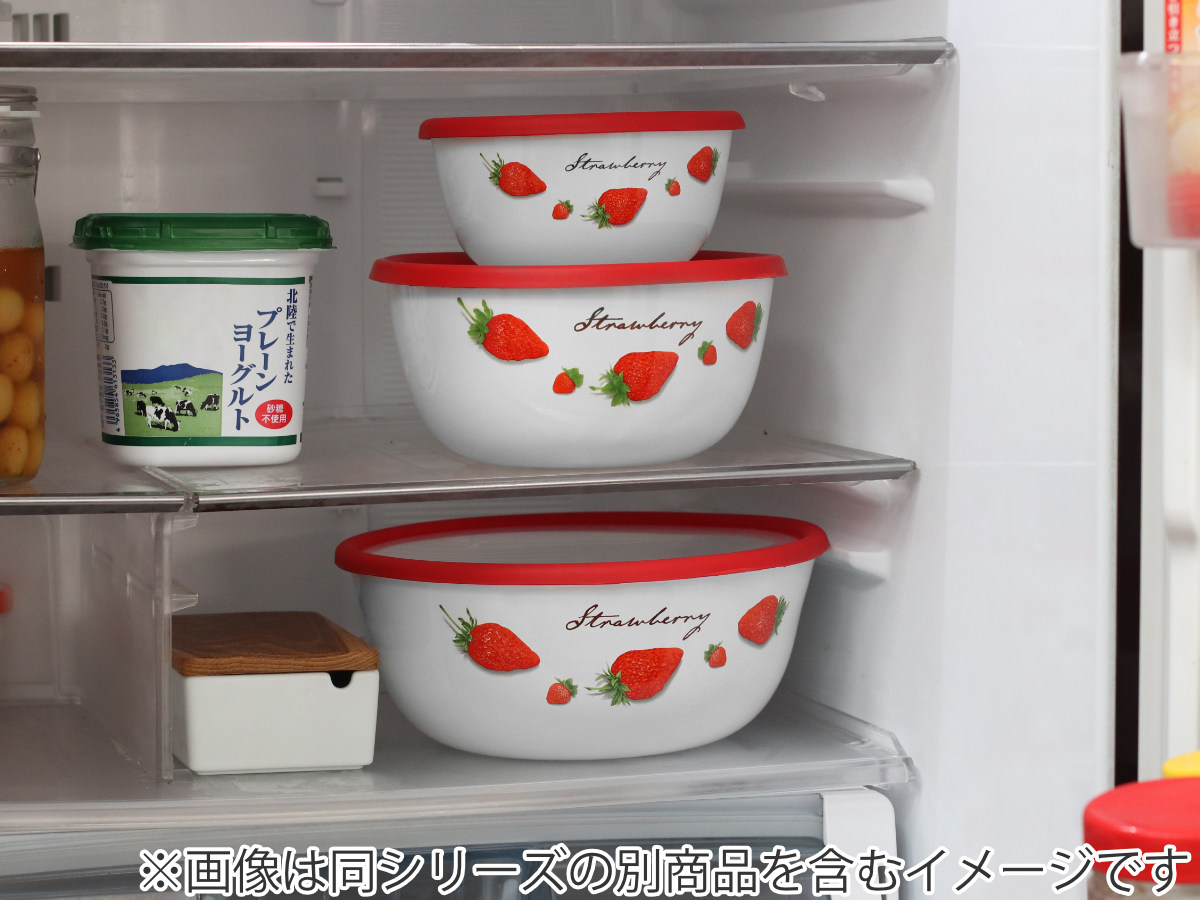 ミキシングボウル 18cm ストロベリーシリーズ 富士ホーロー （ Honey