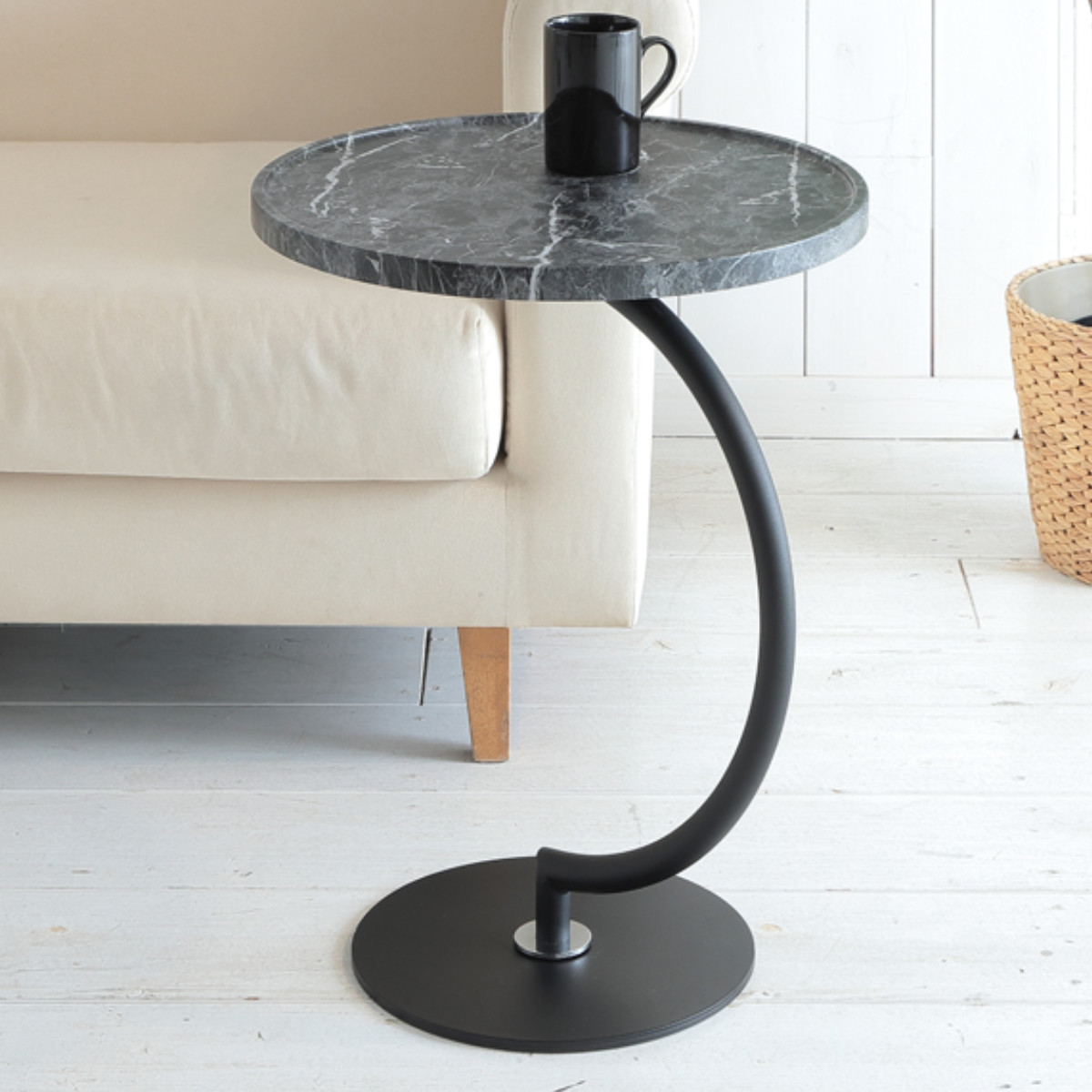 あずま工芸 サイドテーブル 幅46cm BRASS グレー （ 大理石調 ストーン