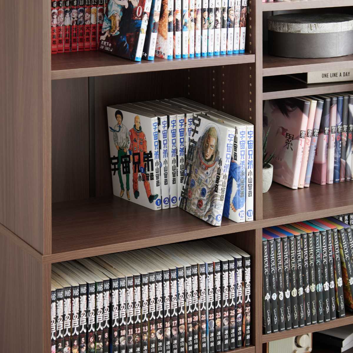 HAGiHARA（萩原） 本棚 幅90cm コミック800冊収納 前後収納 可動棚