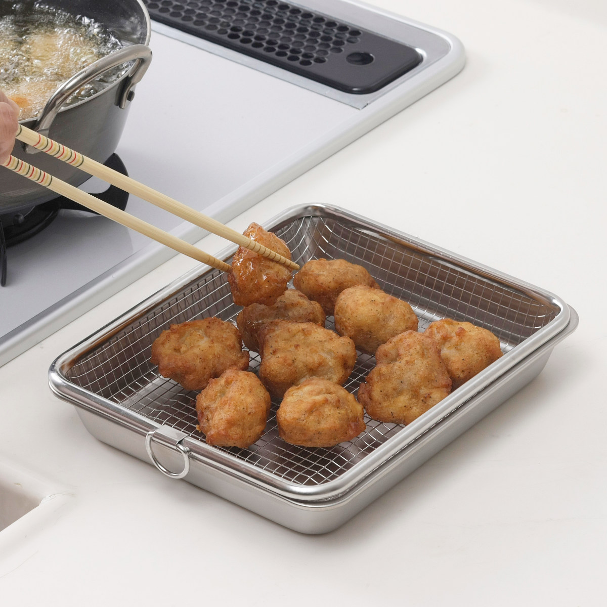 下村企販 バット＆ザル 4点セット 深型 ステンレス製 （ 調理用バット