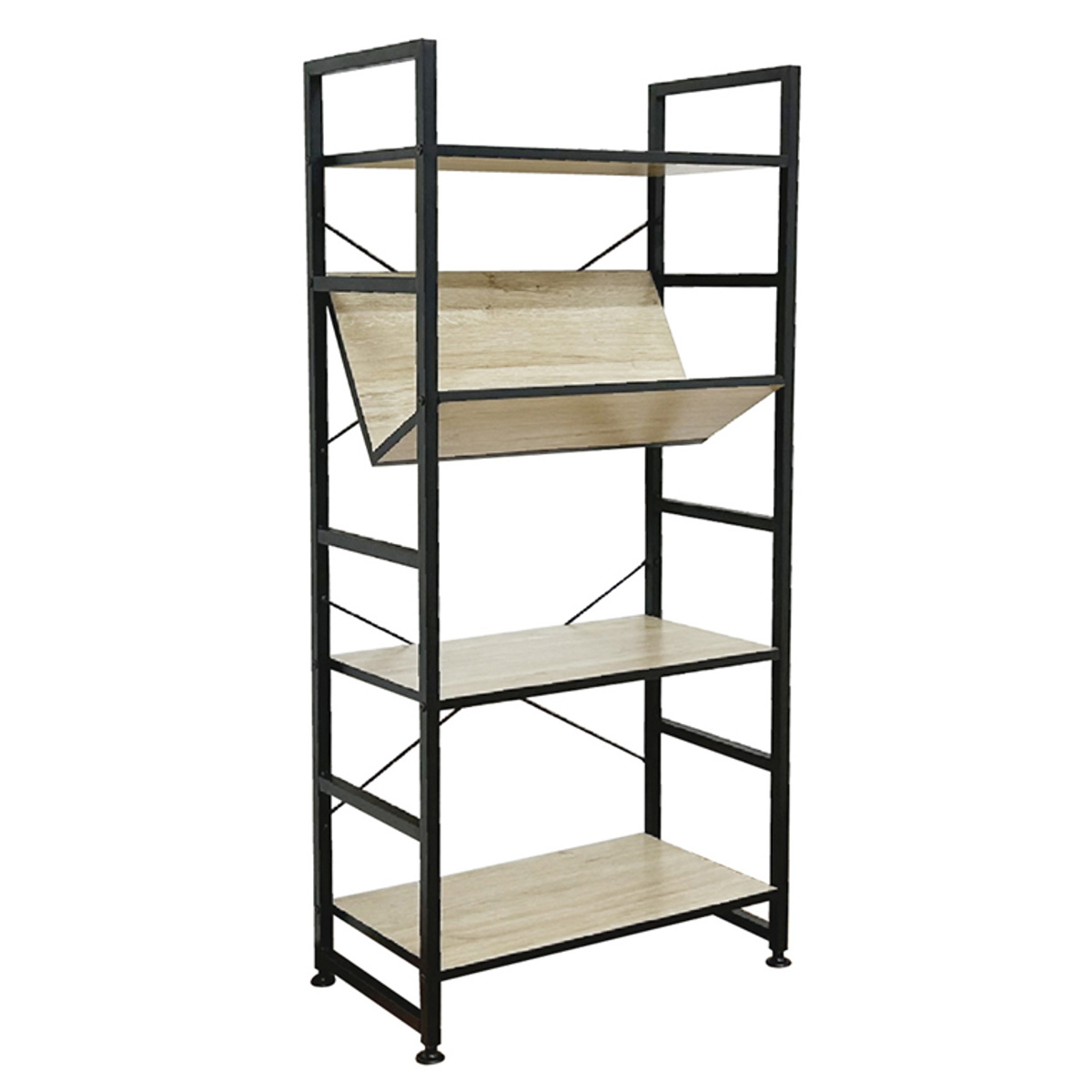 ブックシェルフ 幅60cm 4段 木製 アイアン （ 本棚 棚 ラック 収納