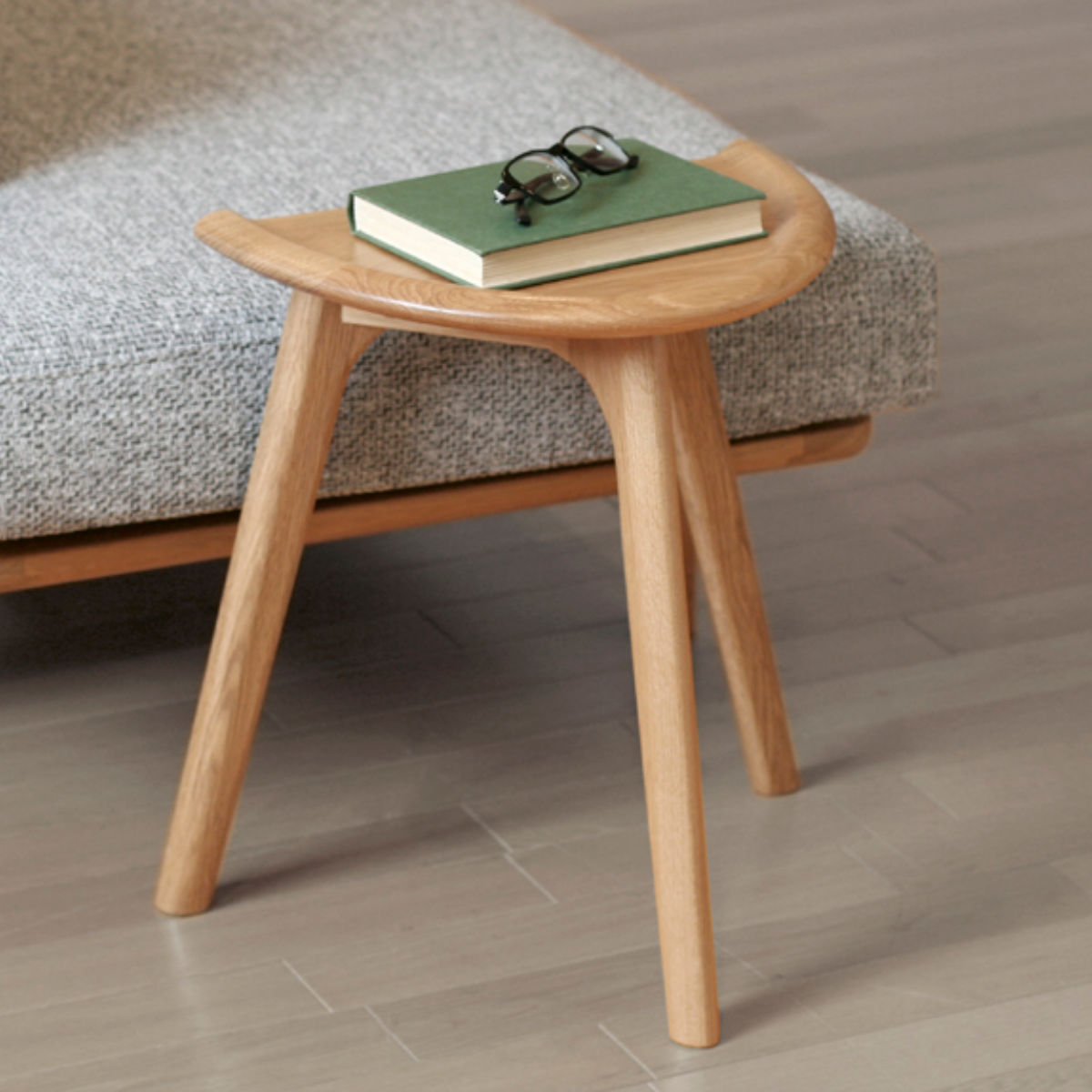 起立木工 サイドテーブル 高さ44cm オーク 2台使用可能 HALVE （ 開梱