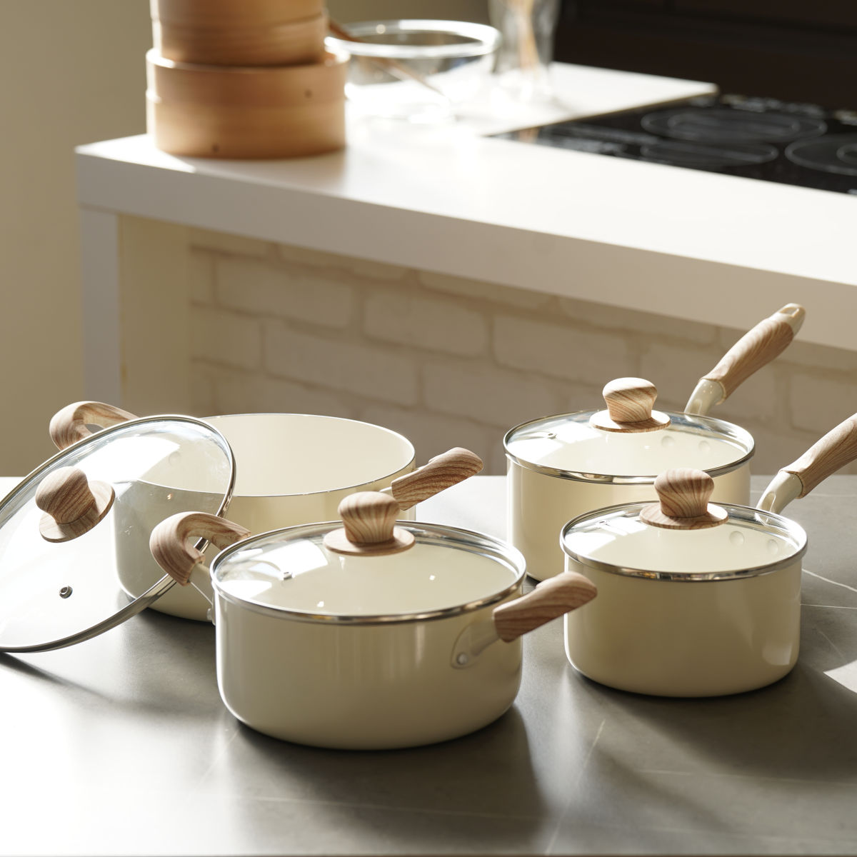 パール金属 片手鍋 16cm IH対応 ガラス蓋付き セラミール （ ガス火