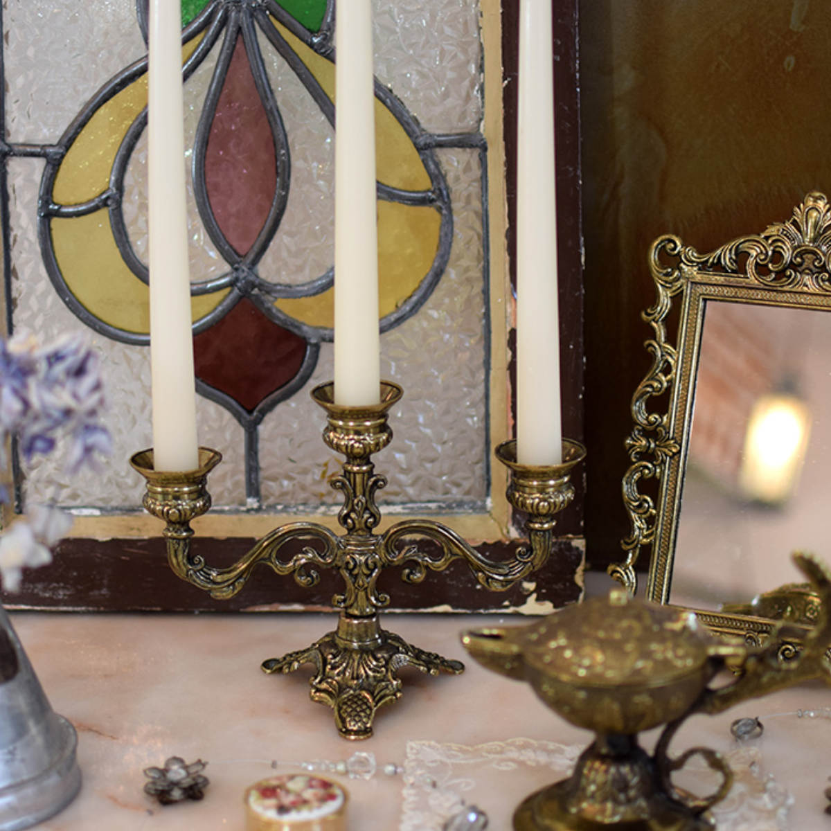 キャンドルホルダー イタリアザマック Lサイズ 合金 （ キャンドル