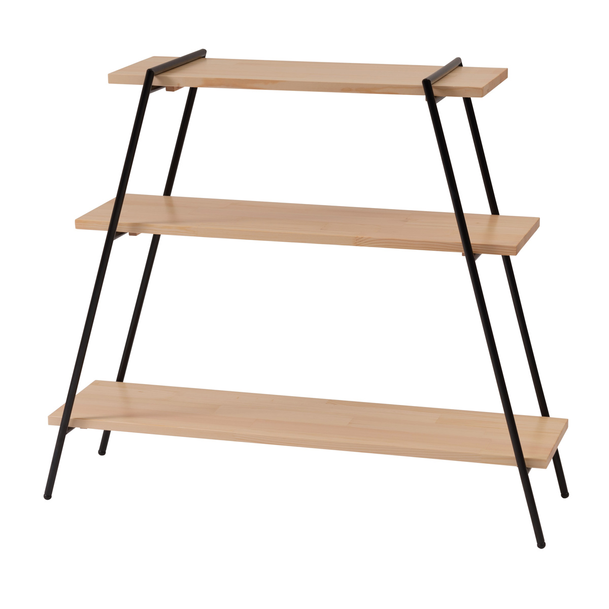 東谷 オープンラック 3段 天然木棚 アイアン脚 幅90cm （ オープン